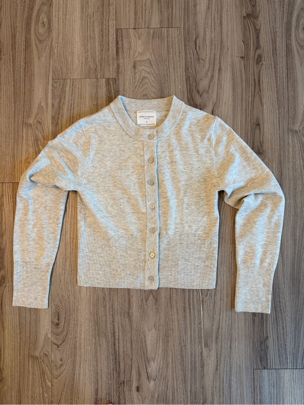 SOHO + STELLA New York Heather Gray Buttoned-Up Cardigan, Size Small